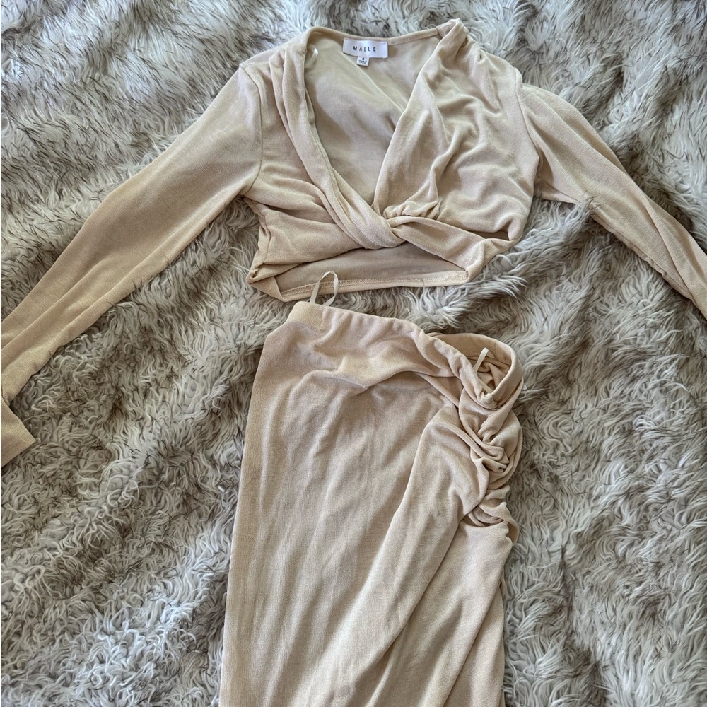 Ooh La Luxe Champagne Two-Piece Skirt Set